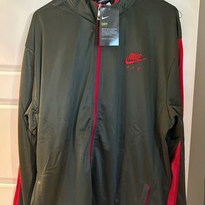 Nike Air Men's Track Jacket - Olive Green and Red